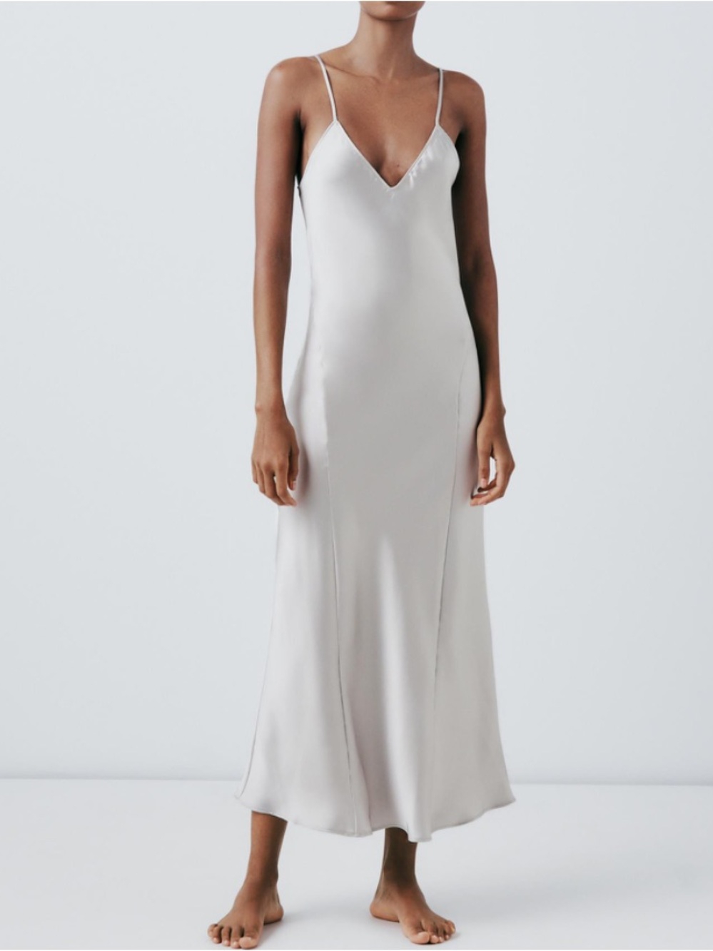 Zara Silver-Gray Slip Maxi Dress